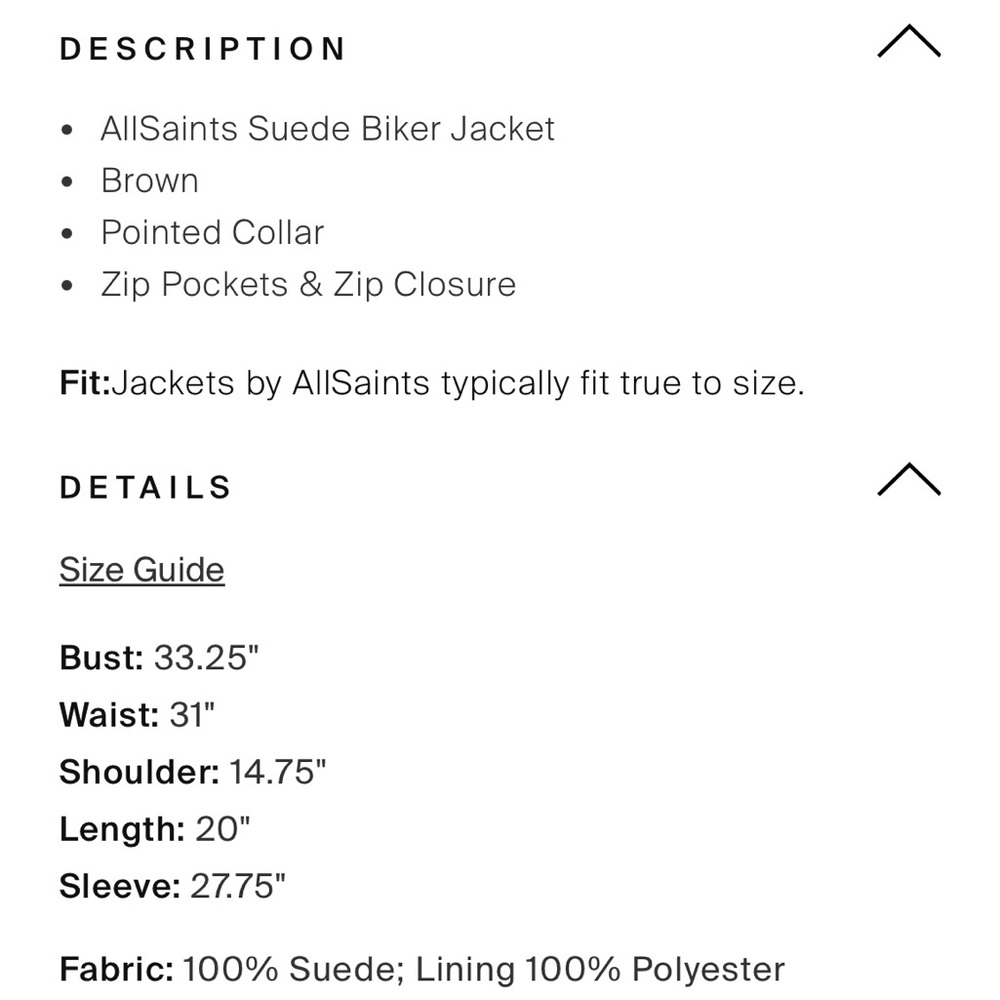 Allsaints Suede Biker Jacket Size Us2/Xs - image 4